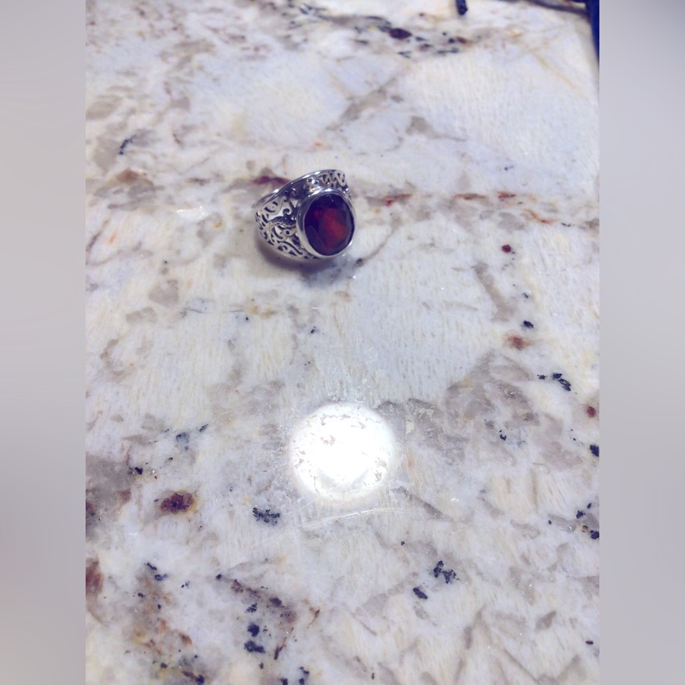 Hessonite 5 ctw Oval Garnet Sterling Silver Ring size 5